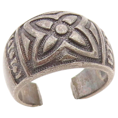 925 Sterling Silver Vintage Ring Classic Carved Floral Dome Band  Sz 6  RG36465