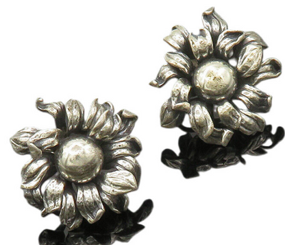 NAPIER 925 Sterling Silver Vintage Rare Flower Non Pierce Earrings  EG10046