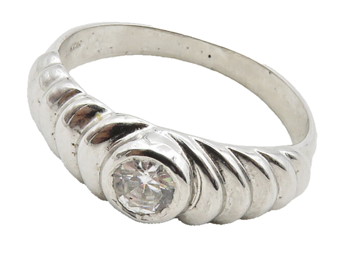 925 Sterling Silver  Cubic Zirconia Graduated Design Band Ring Sz 7.5  RG12937