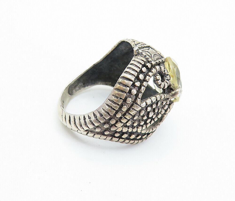 925 Sterling Silver  Vintage Topaz Dark Tone Swirl Cocktail Ring Sz 7  RG7855