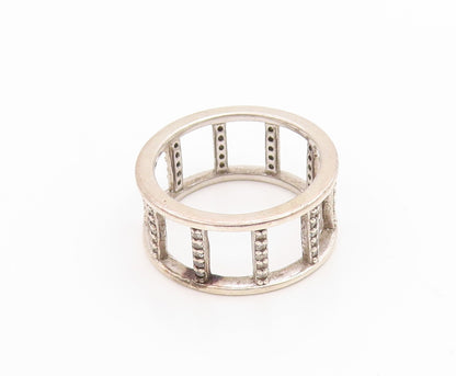 925 Sterling Silver Vintage Ring CZ Geometric Square Cutout Band  Sz 8  RG35845