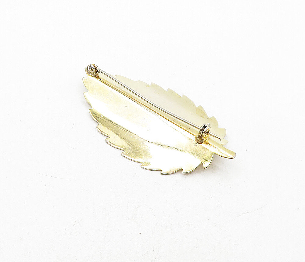 925 Sterling Silver  Vintage Polished Single Leaf Motif Brooch Pin  BP1449