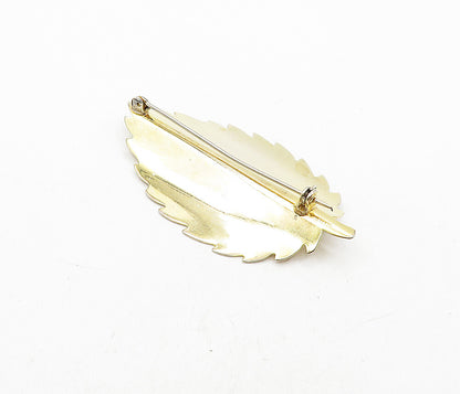 925 Sterling Silver  Vintage Polished Single Leaf Motif Brooch Pin  BP1449