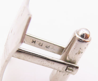 925 Sterling Silver  Vintage Shiny Polished Etched Detail Cuff Links  TR1726
