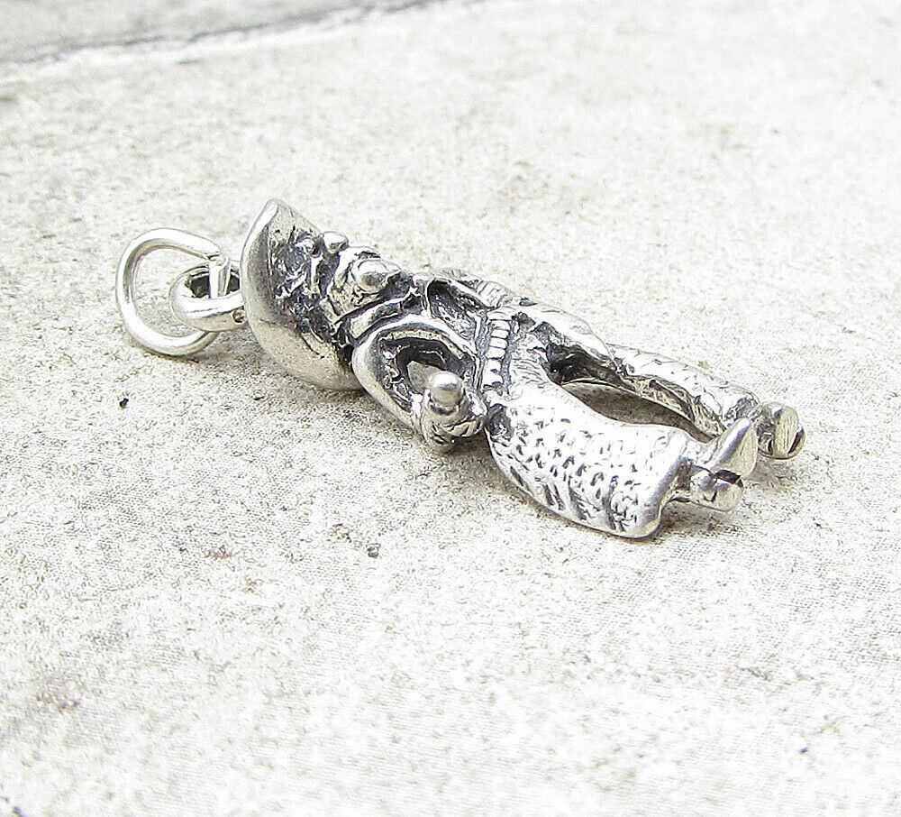 925 Sterling Silver Vintage Cowboy 3D Charm Pendant PT1080