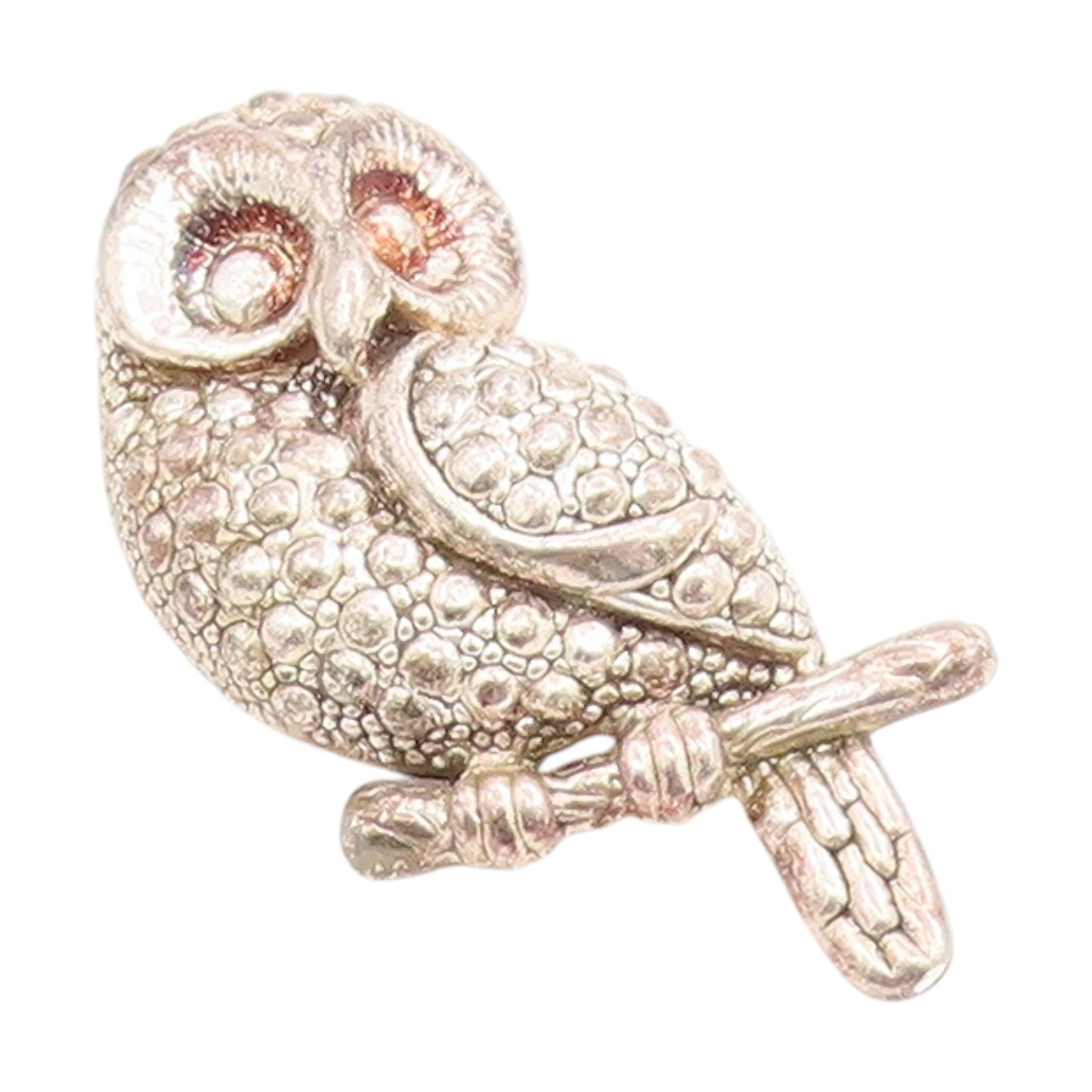 925 Sterling Silver Vintage Pendant ISRAEL Beaded Whimsical Owl Charm  PT25624