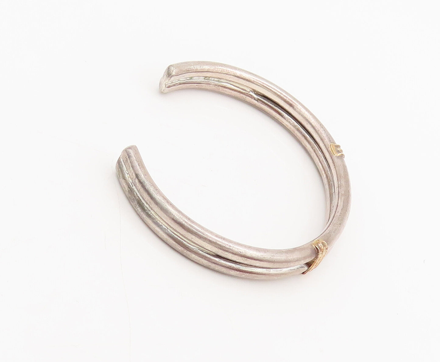 14k GOLD & 925 Silver  Vintage Two Slabs Tied With Rope Cuff Bracelet  BT9951