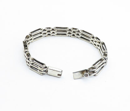 925 Sterling Silver  Vintage Shiny Industrial Hinge Chain Bracelet  BT2107