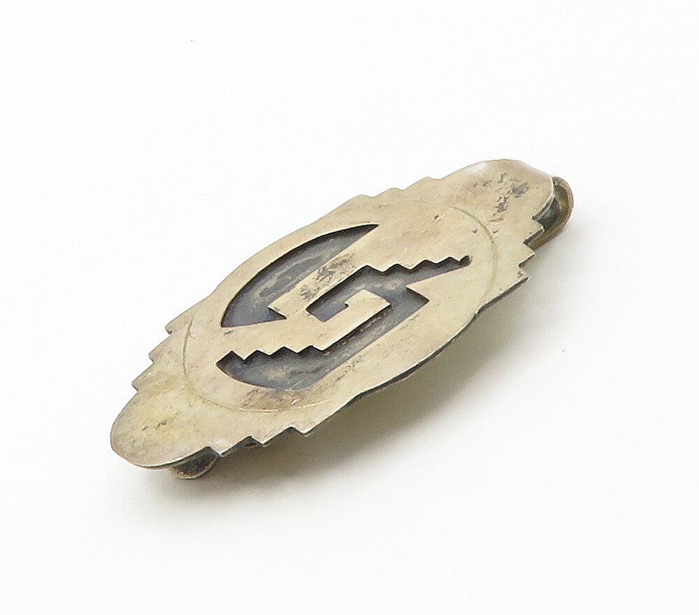 925 Sterling Silver  Vintage Oxidized Traditional Pattern Money Clip  TR2096
