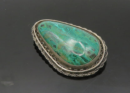 ISRAEL 925 Sterling Silver  Vintage Eilat Stone Twist Border Brooch Pin BP8072