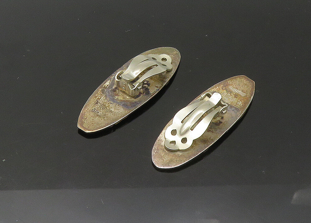 T. SINGER NAVAJO 925 Silver & 14K GOLD  Vintage Non Pierce Earrings  EG11015