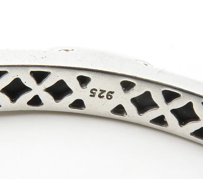 BELLE ETOILE 925 Sterling Silver Smooth Black Rubber Bangle Bracelet  BT6432