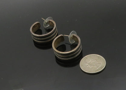 MEXICO 925 Sterling Silver  Vintage Oxidized Round JHoop Earrings  EG10253