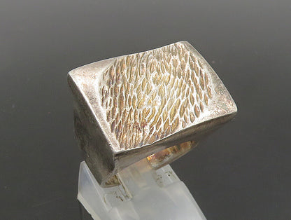 PIERRE 925 Sterling Silver Vintage Textured Square Dome Band Ring Sz 6.5 RG24018