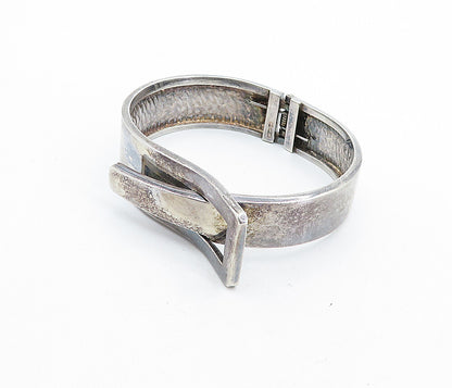 925 Sterling Silver Vintage Dark Tone Belt Buckle Bangle Bracelet BT2573