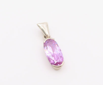 925 Sterling Silver  Vintage Purple Cubic Zirconia Oval Drop Pendant  PT16333