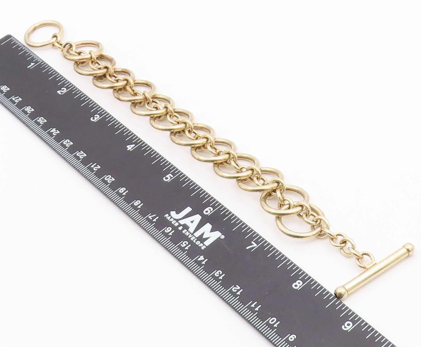 925 Sterling Silver  Vintage Gold Plated Circle Link Chain Bracelet  BT8326