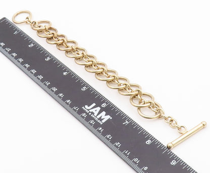 925 Sterling Silver  Vintage Gold Plated Circle Link Chain Bracelet  BT8326