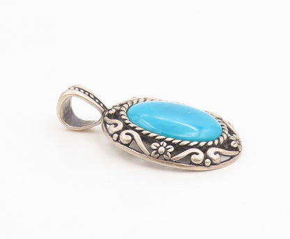 925 Sterling Silver Vintage Pendant CAROLYN POLLACK Turquoise Charm  PT26184
