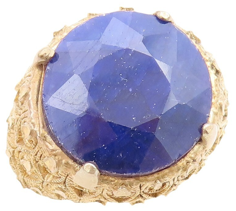 925 Sterling Silver Vintage Ring Gold Plated Carved Gemstones  Sz 7  RG30960