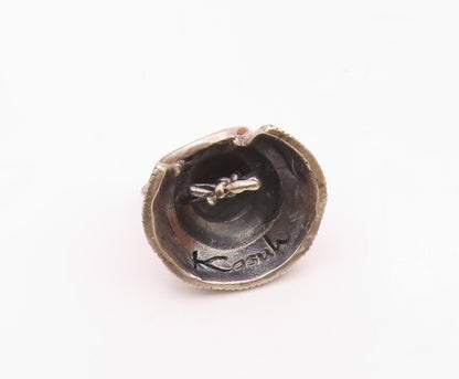 925 Sterling Silver  Vintage Samurai Helmet Pendant  PT17142