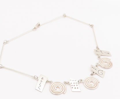 MEXICO 925 Sterling Silver  Vintage Spiral Coil Cutout Plates Necklace  NE4187