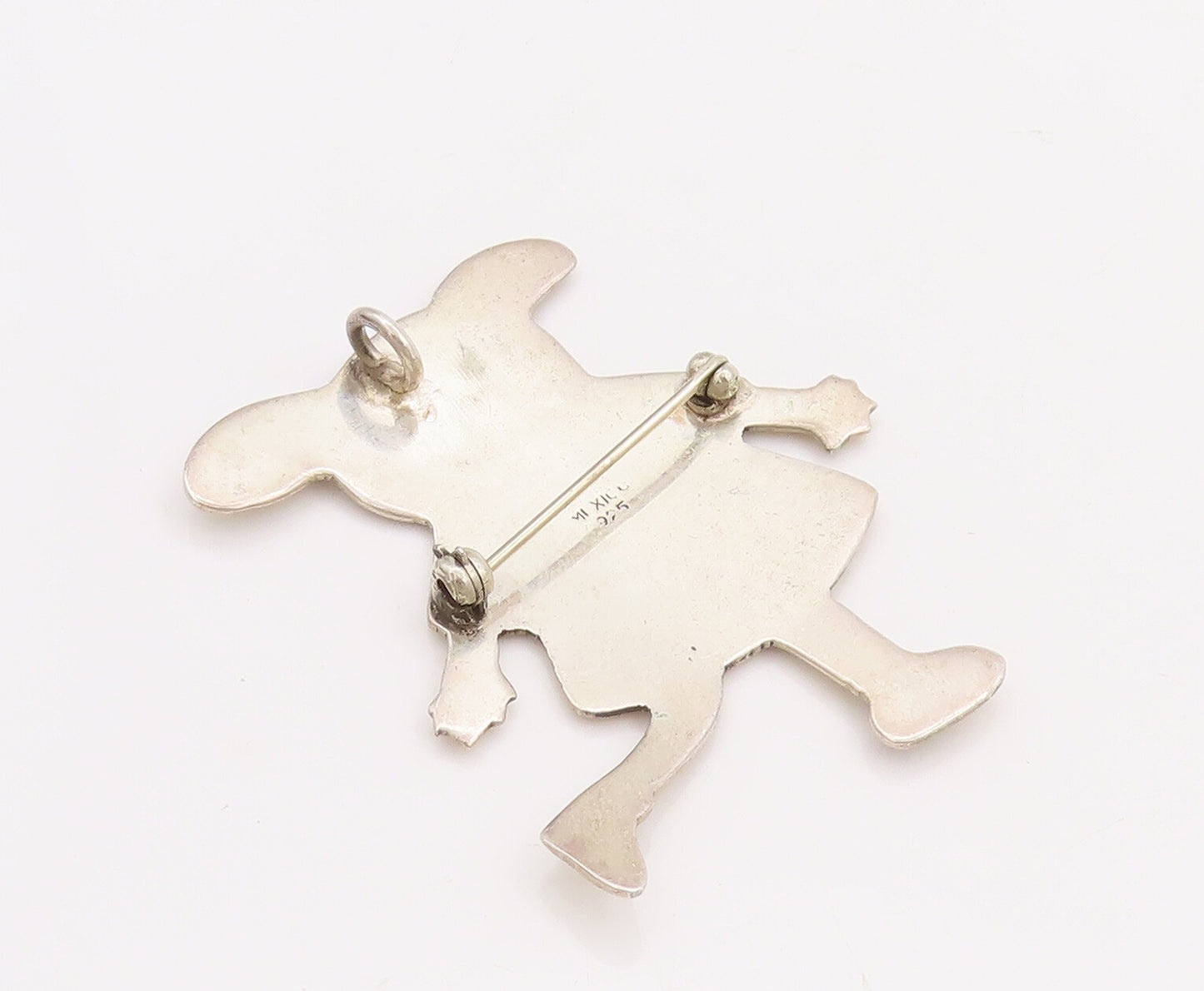 925 Sterling Silver Vintage Brooch Pin MEXICO Solid Etched Cartoon Girl  BP11062