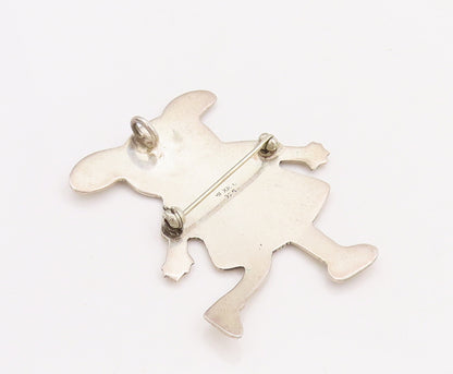 925 Sterling Silver Vintage Brooch Pin MEXICO Solid Etched Cartoon Girl  BP11062