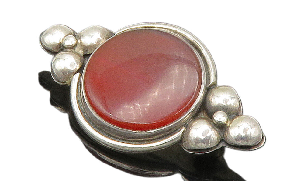 JENNY TOM SCHLECHT 925 Silver  Vintage Carnelian Floral Brooch Pin  BP6003