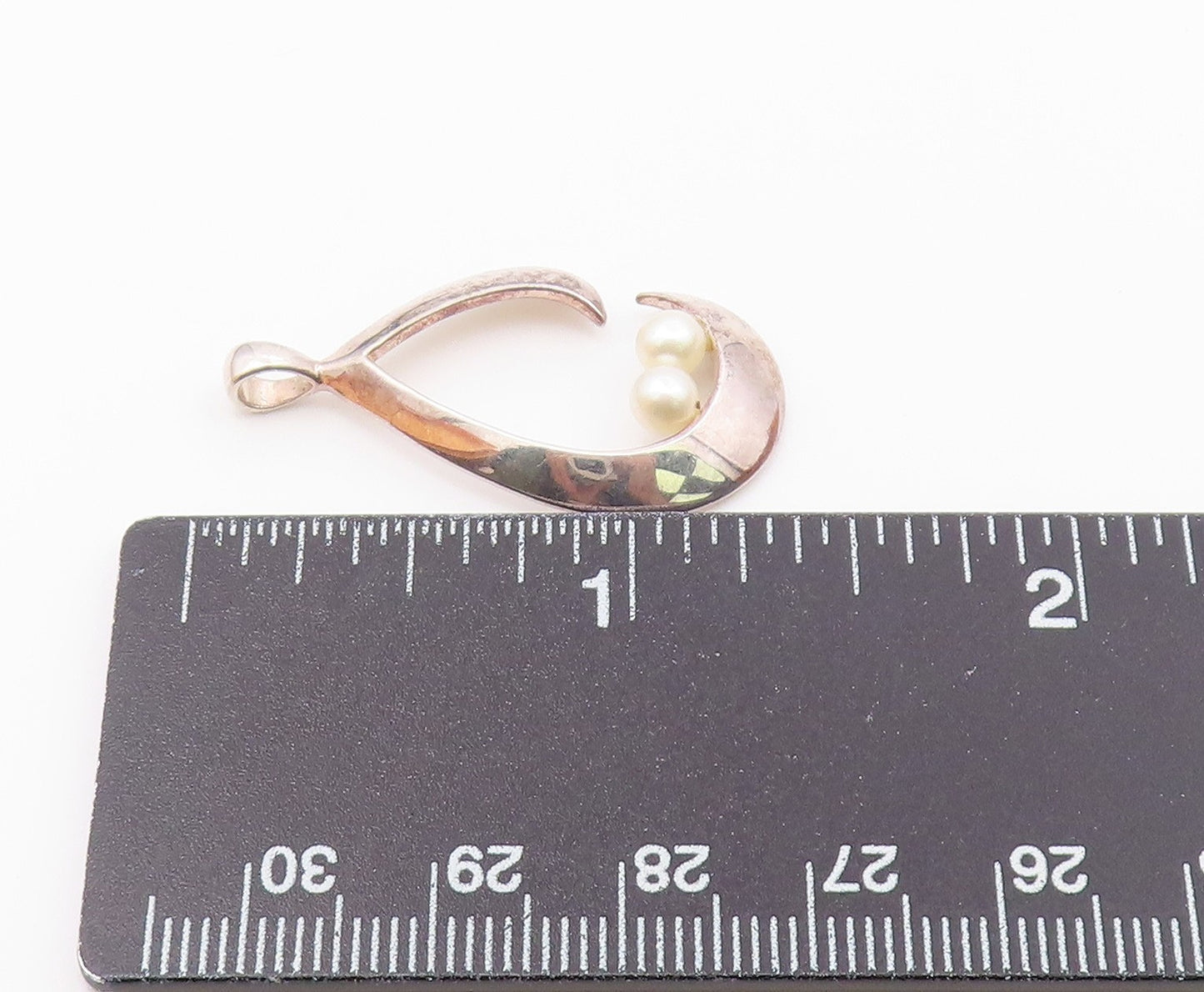 925 Sterling Silver  Vintage Petite Pearls Open Tear Drop Pendant  PT16148