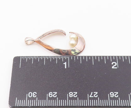 925 Sterling Silver  Vintage Petite Pearls Open Tear Drop Pendant  PT16148