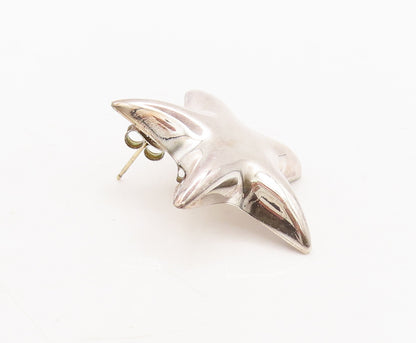TIFFANY MEXICO 14k GOLD 925 Silver  Vintage Solid Cut Star Earrings  EG12730