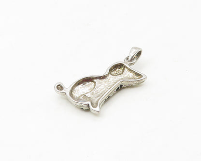 925 Sterling Silver  Vintage Cubic Zirconia Spotted Dog Pendant  PT13783