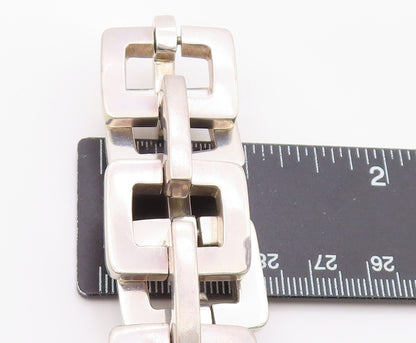 925 Sterling Silver Vintage Bracelet MEXICO Solid Geometric Link HEAVY  BT12142