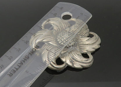 925 Sterling Silver  Vintage Antique Dark Tone Floral Motif Brooch Pin  BP8779