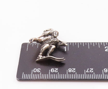 DANECRAFT 925 Sterling Silver  Vintage Skiing Man Sports Motif Pendant PT17722
