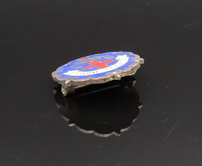 925 Sterling Silver  Vintage Antique Enamel Central Baptist Brooch Pin  BP9559
