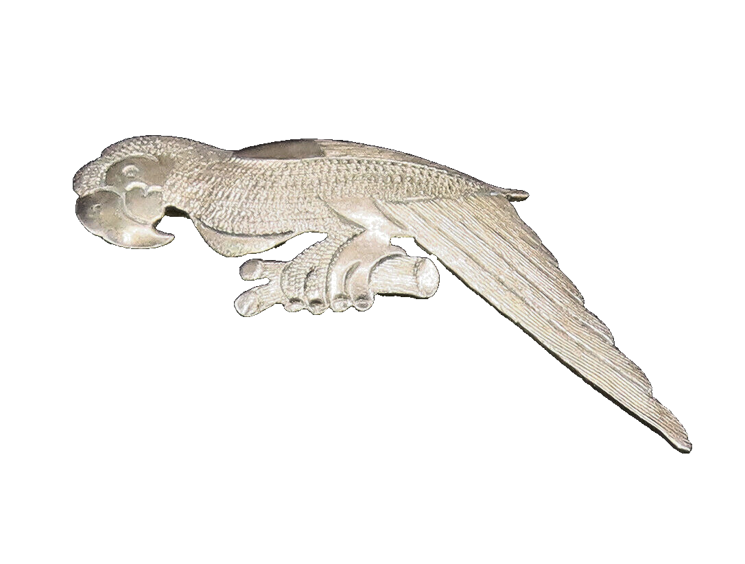 925 Sterling Silver  Vintage Brushed Finish Parrot Bird Brooch Pin  BP9568