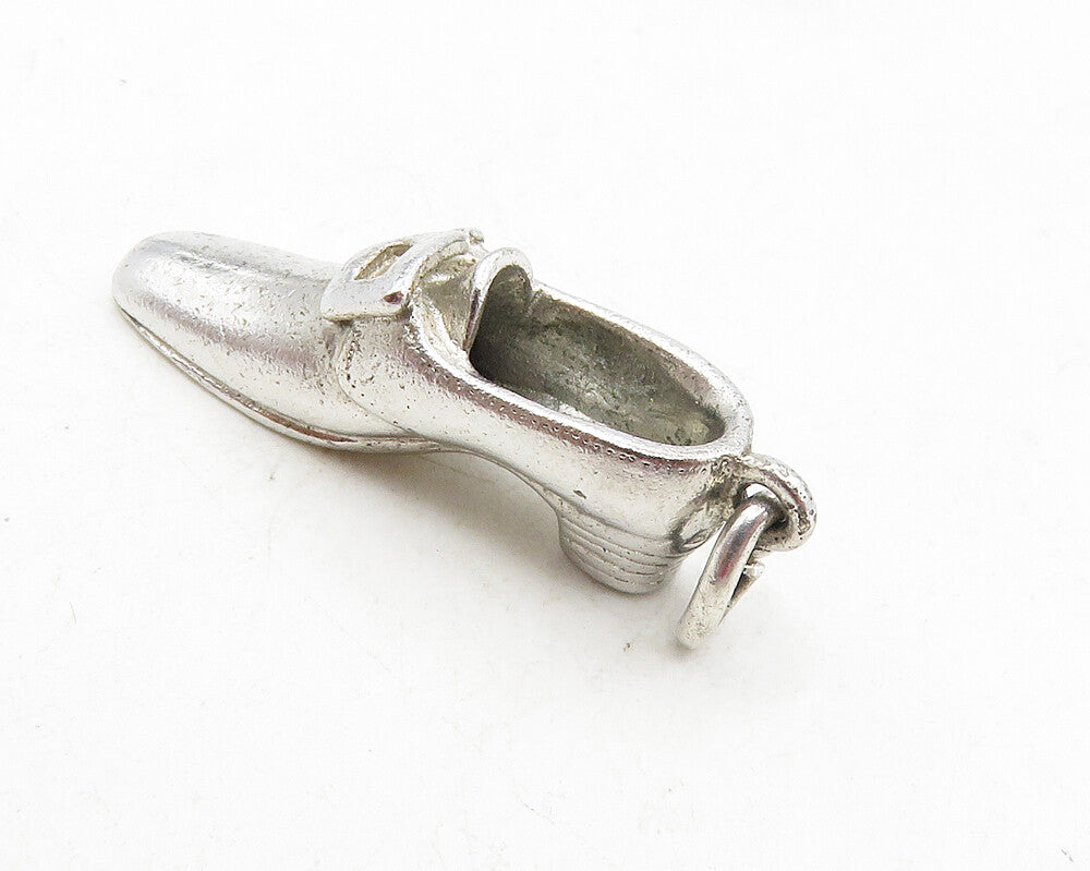 925 Sterling Silver  Vintage Shiny Smooth Shoe Motif Drop Pendant  PT7366