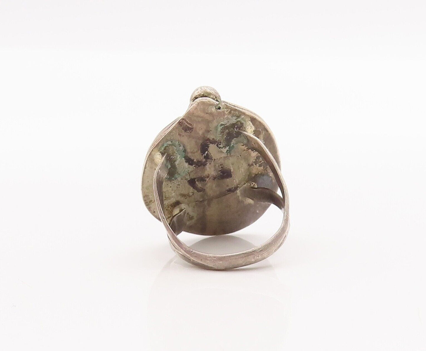 925 Sterling Silver Vintage Ring NAVAJO Turquoise Roped Carved  Sz 4.5  RG28384