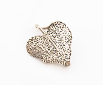 925 Sterling Silver Vintage Brooch Pin Elegant Intricate Openwork Leaf  BP12371