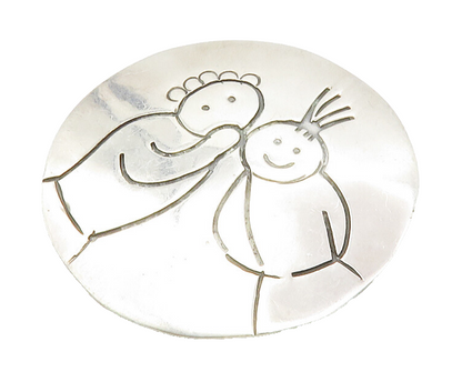 MEXICO 925 Sterling Silver  Vintage Etched Telling Secret Brooch Pin  BP5464