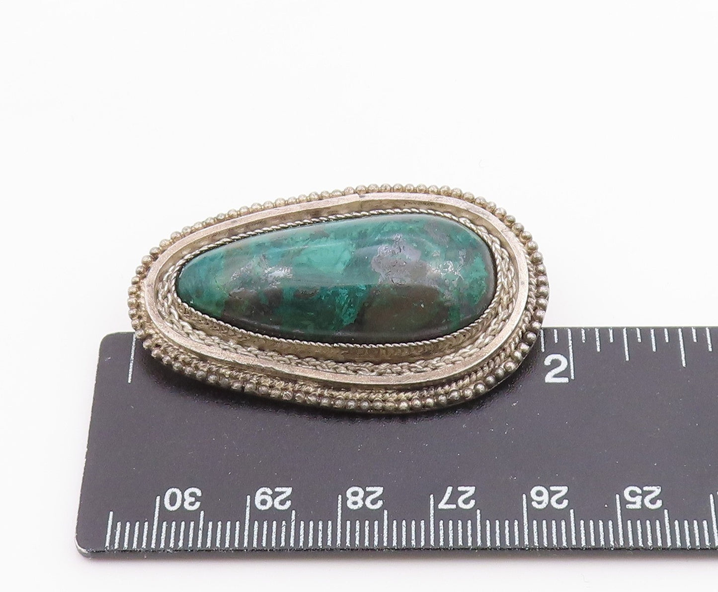 ISRAEL 925 Sterling Silver  Vintage Cabochon Cut Eilat Stone Brooch Pin BP3268