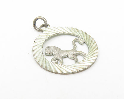 925 Sterling Silver  Vintage Petite Open Circle Lion Animal Pendant  PT9366