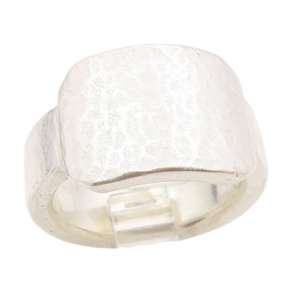 925 Sterling Silver Vintage Ring Modernist Solid Hammered Band  Sz 7.5  RG34503