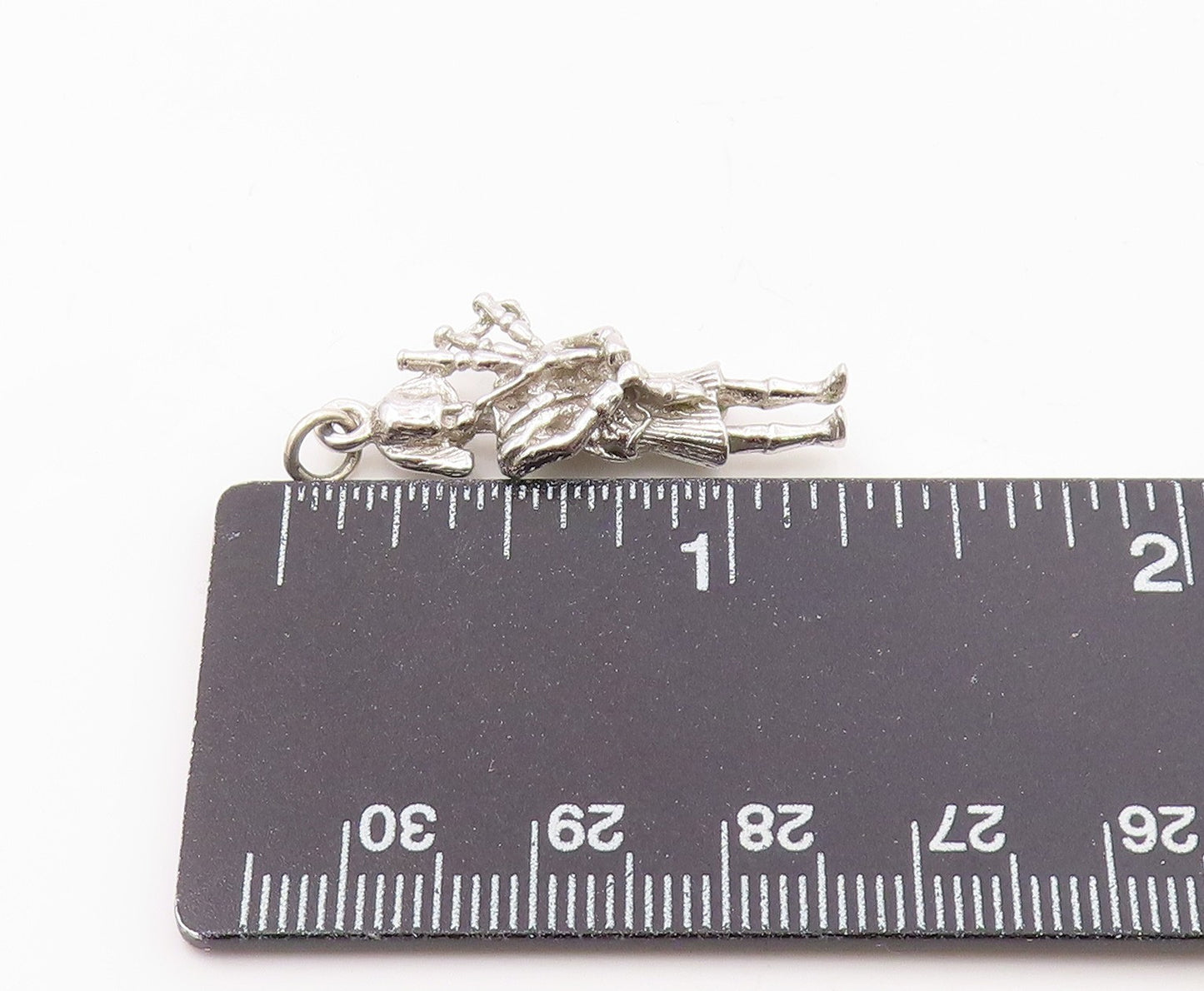 925 Silver  Vintage Bagpiper Playing Scottish Instrument Pendant  PT20069