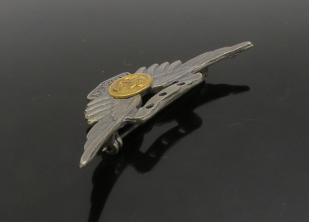 925 Sterling Silver  Vintage Two Tone Air Crew Badge Brooch Pin  BP9092