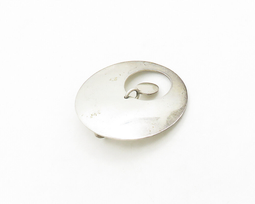 MEXICO 925 Sterling Silver  Vintage Shiny Smooth Open Circle Pendant  PT15620
