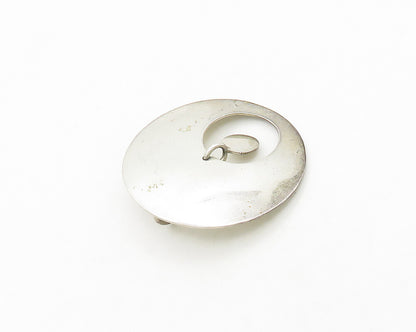 MEXICO 925 Sterling Silver  Vintage Shiny Smooth Open Circle Pendant  PT15620