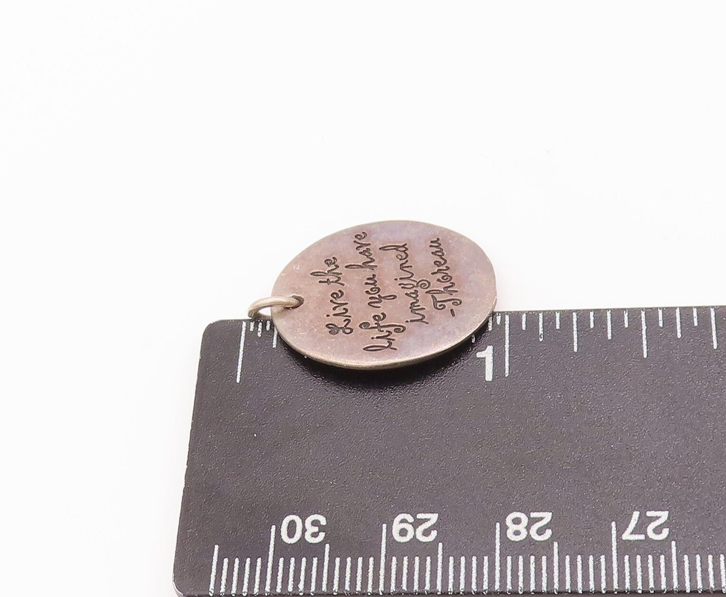 925 Sterling Silver Vintage Pendant Etched Live Your Dreams Message  PT22914
